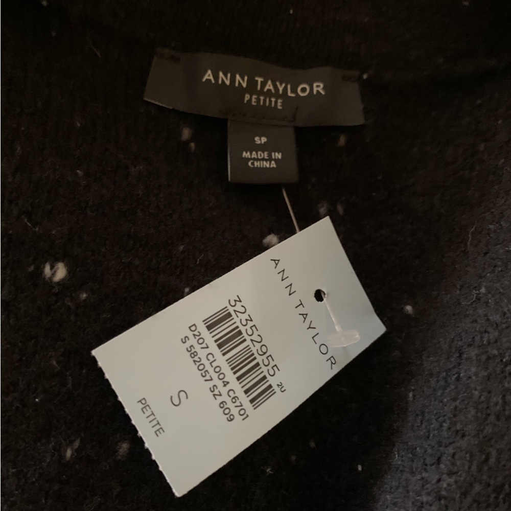 Ann Taylor NWT Speckled Flecked Black Long Sweater Coat Duster Sz 6P - Picture 7 of 15
